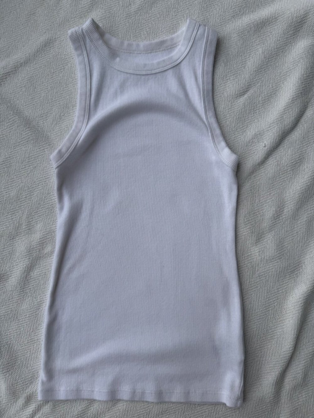A New Day Slim Fit Ribbed High Neck Tank Top Women's Small White